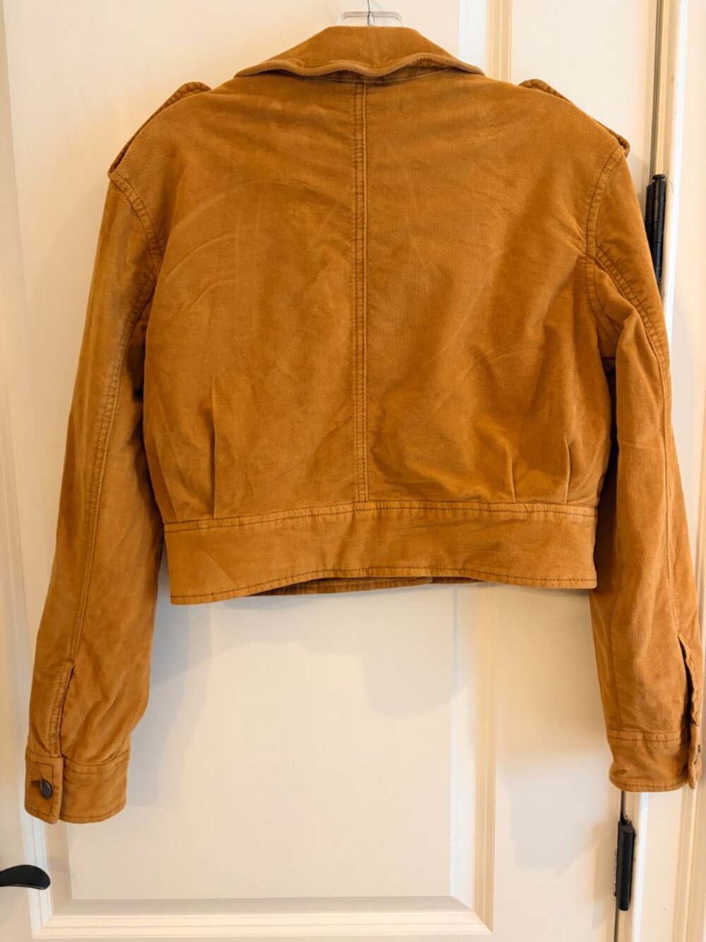 Free People Jacket XS Camel Brown Rust Cropped Military - Picture 4 of 8